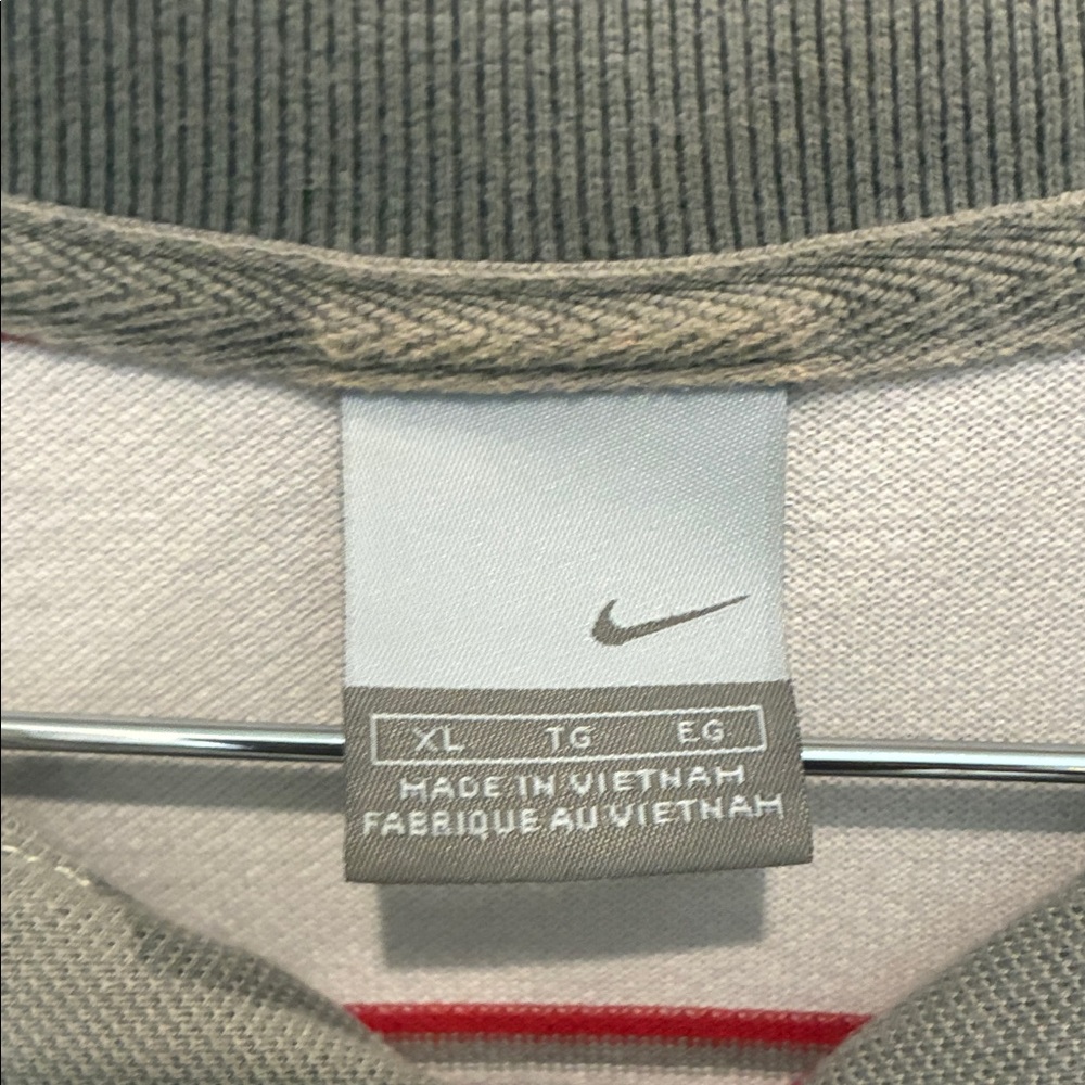 Nike Men's Red, White & Gray Striped Polo - Picture 2 of 3